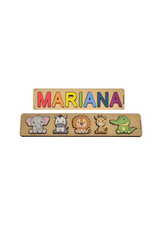 Conjunto Quebra-cabeça Nome Personalizado + Animais (caixa alta) - UniqueKids: Artigos Pedagógicos Personalizados